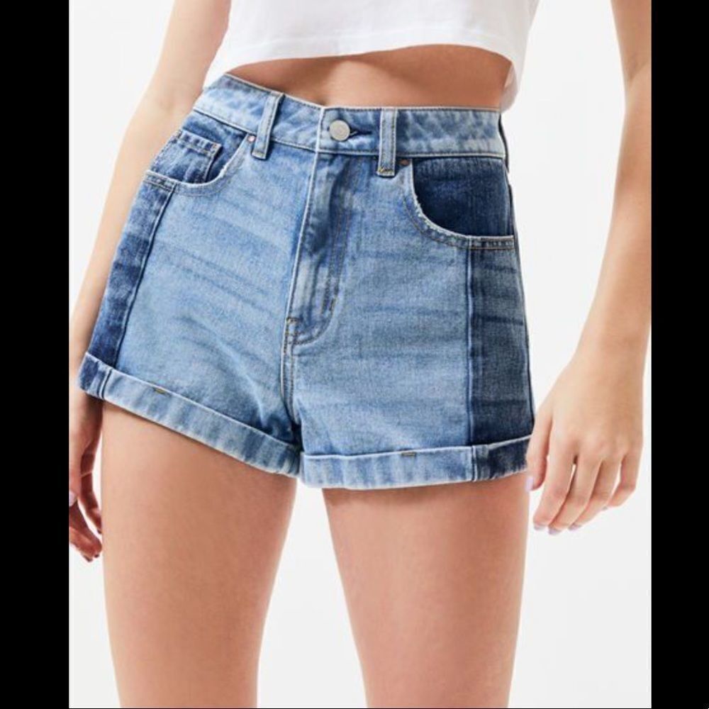 PacSun Two-Tone Light Blue Denim Jean Shorts